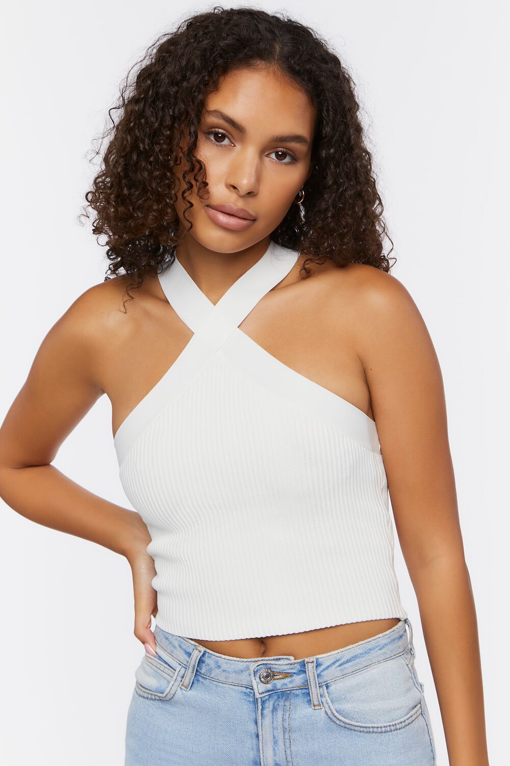 Sweater-Knit Halter Crop Top