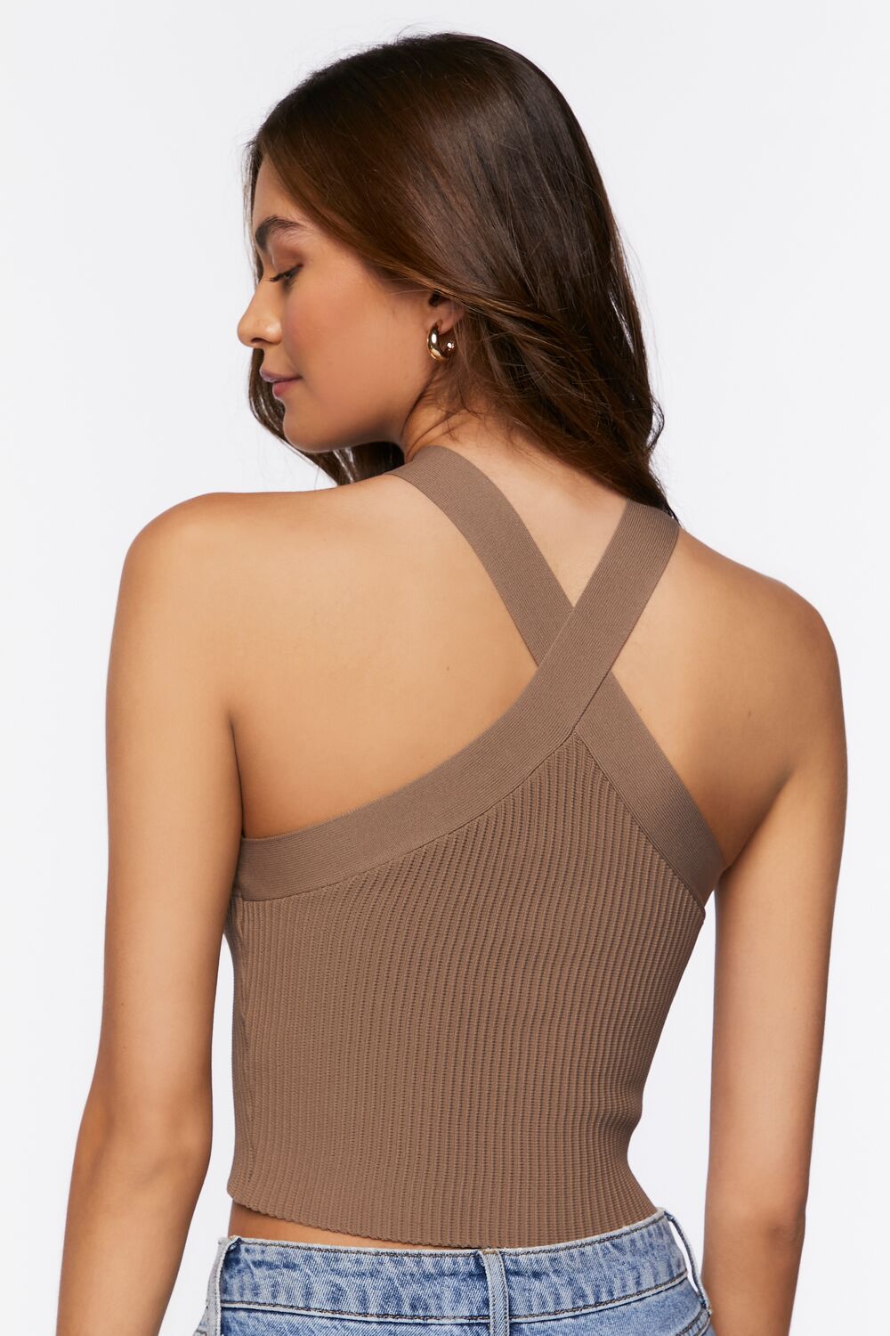 Sweater-Knit Halter Crop Top