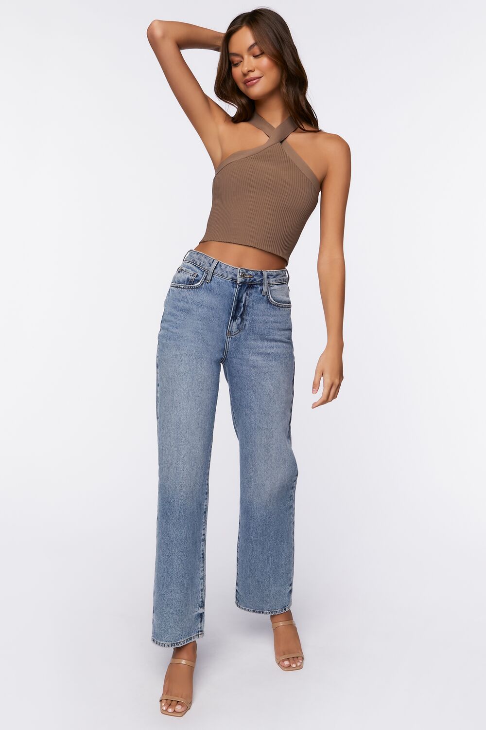 Sweater-Knit Halter Crop Top