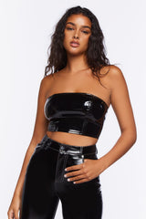 Faux Patent Leather Tube Top