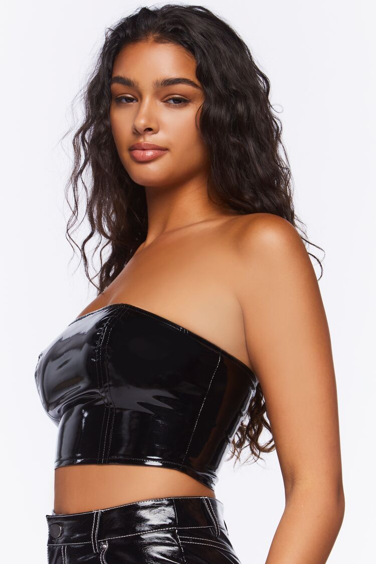 Faux Patent Leather Tube Top
