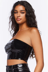 Faux Patent Leather Tube Top