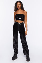 Faux Patent Leather Tube Top
