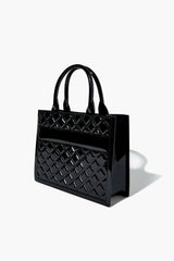 Faux Patent Leather Quilted Handbag