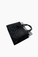 Faux Patent Leather Quilted Handbag