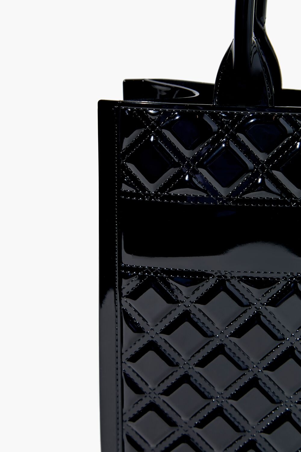 Faux Patent Leather Quilted Handbag