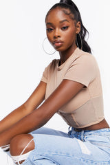 Ribbed Sheer Mesh Crop Top