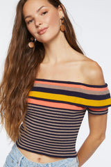 Striped Sweater-Knit Crop Top