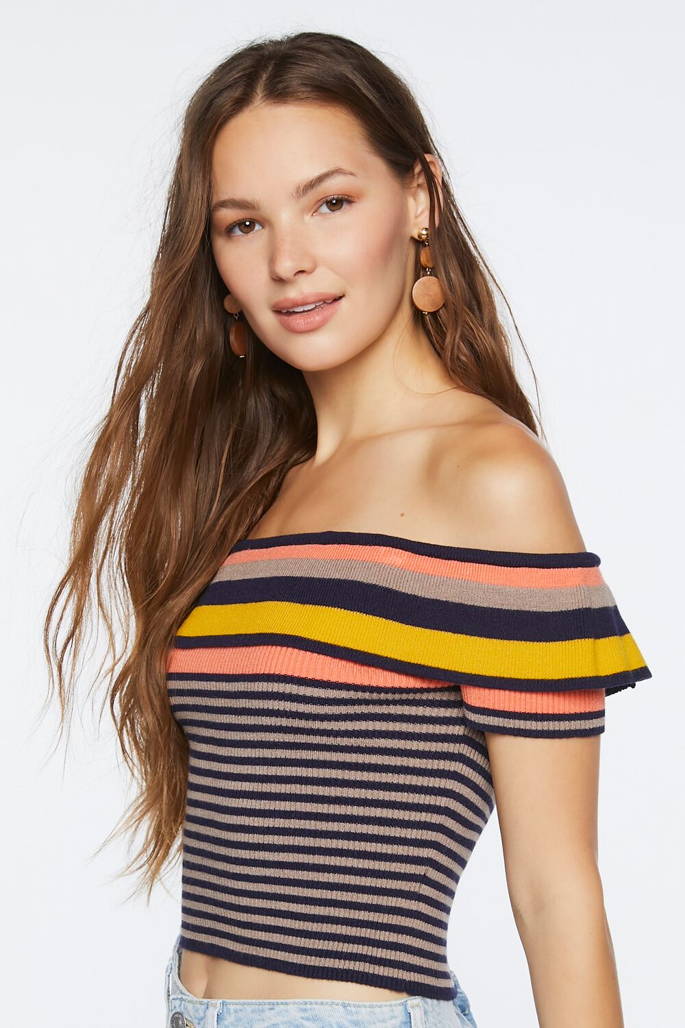 Striped Sweater-Knit Crop Top
