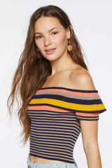 Striped Sweater-Knit Crop Top