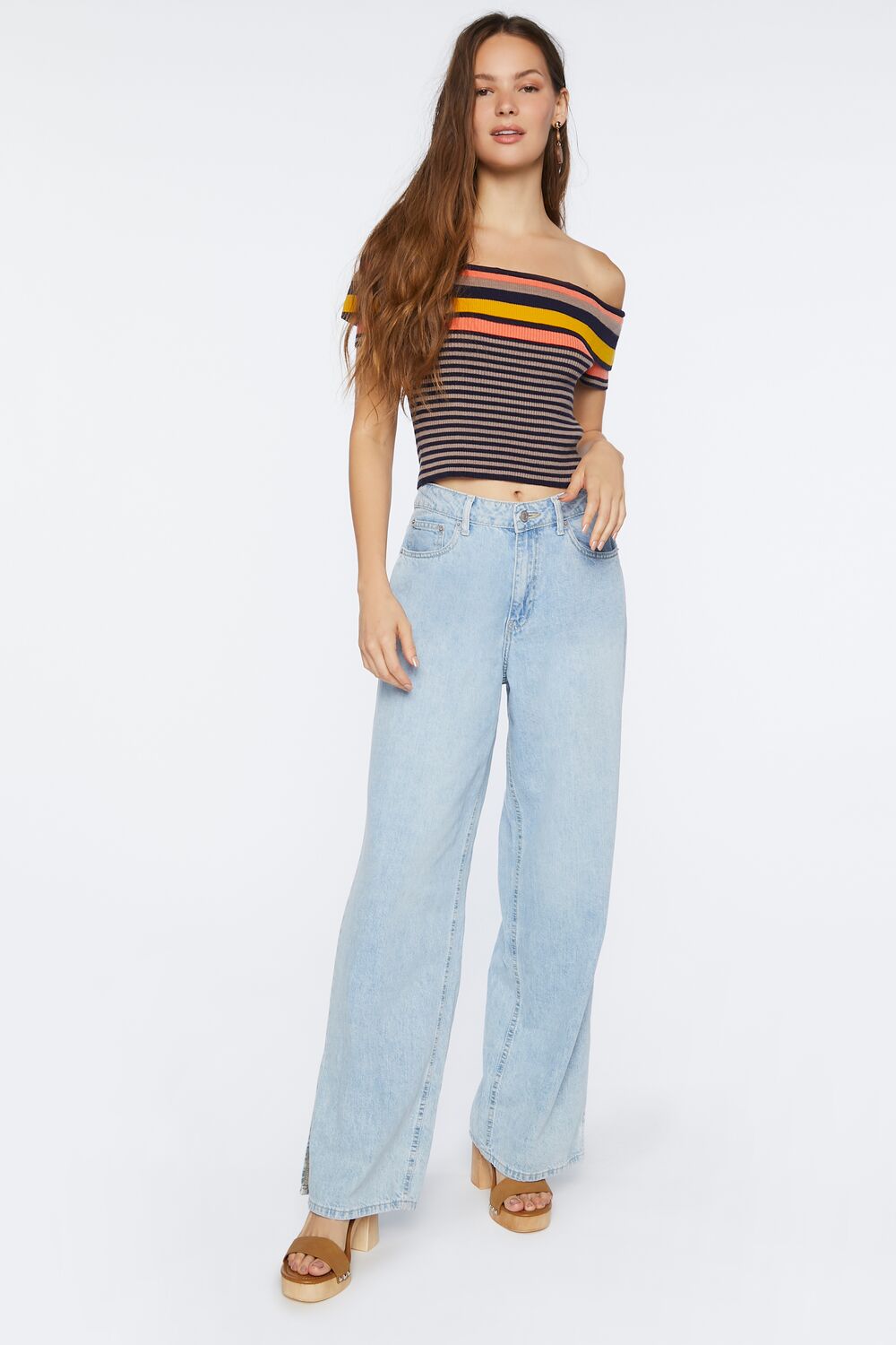 Striped Sweater-Knit Crop Top
