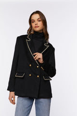 Braided-Trim Peak Lapel Blazer