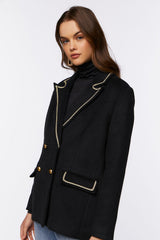 Braided-Trim Peak Lapel Blazer