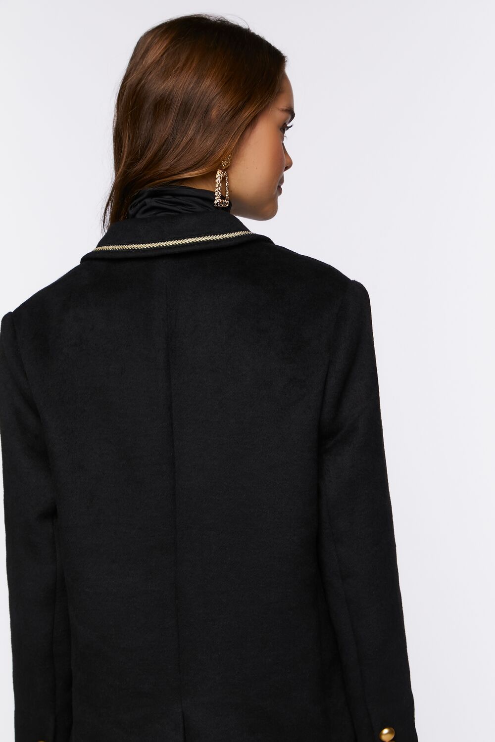 Braided-Trim Peak Lapel Blazer