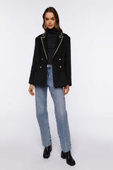 Braided-Trim Peak Lapel Blazer