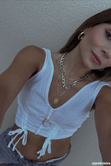 Ruched Drawstring Crop Top