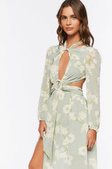 Floral Halter Cutout Maxi Dress