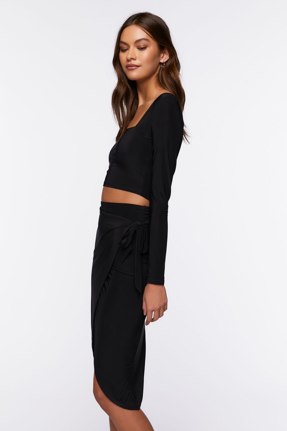 Crop Top & Wrap Midi Skirt Set