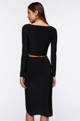 Crop Top & Wrap Midi Skirt Set