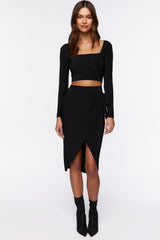 Crop Top & Wrap Midi Skirt Set