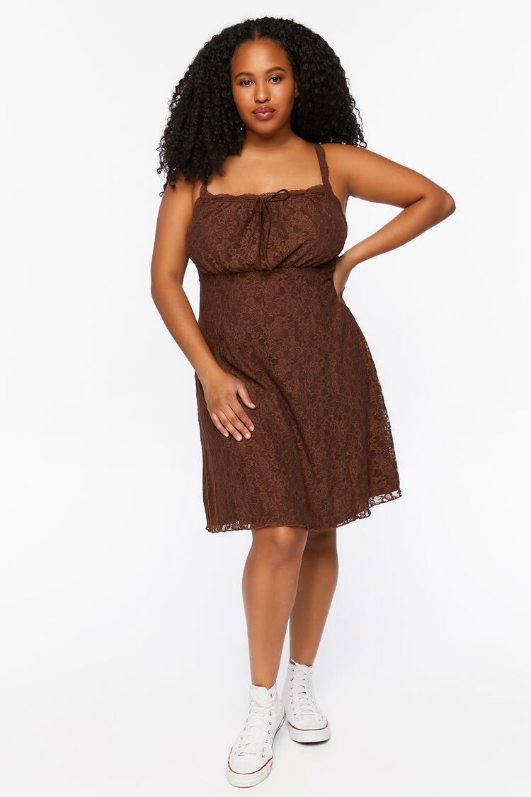 Plus Size Lace Cami Mini Dress