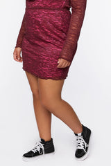 Plus Size Lace Mini Skirt