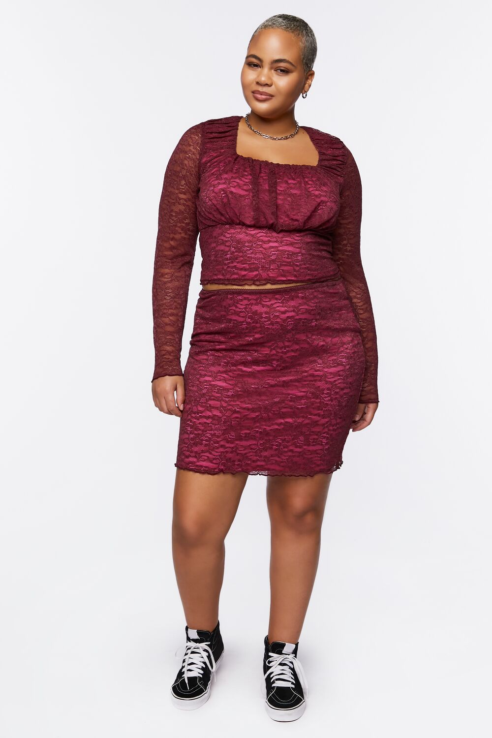 Plus Size Lace Mini Skirt