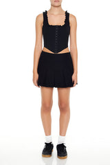 Ruffle-Trim Corset Crop Top