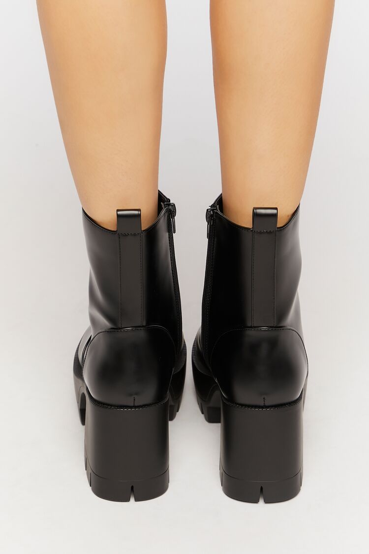 Faux Leather Platform Lug Booties