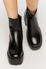 Faux Leather Platform Lug Booties