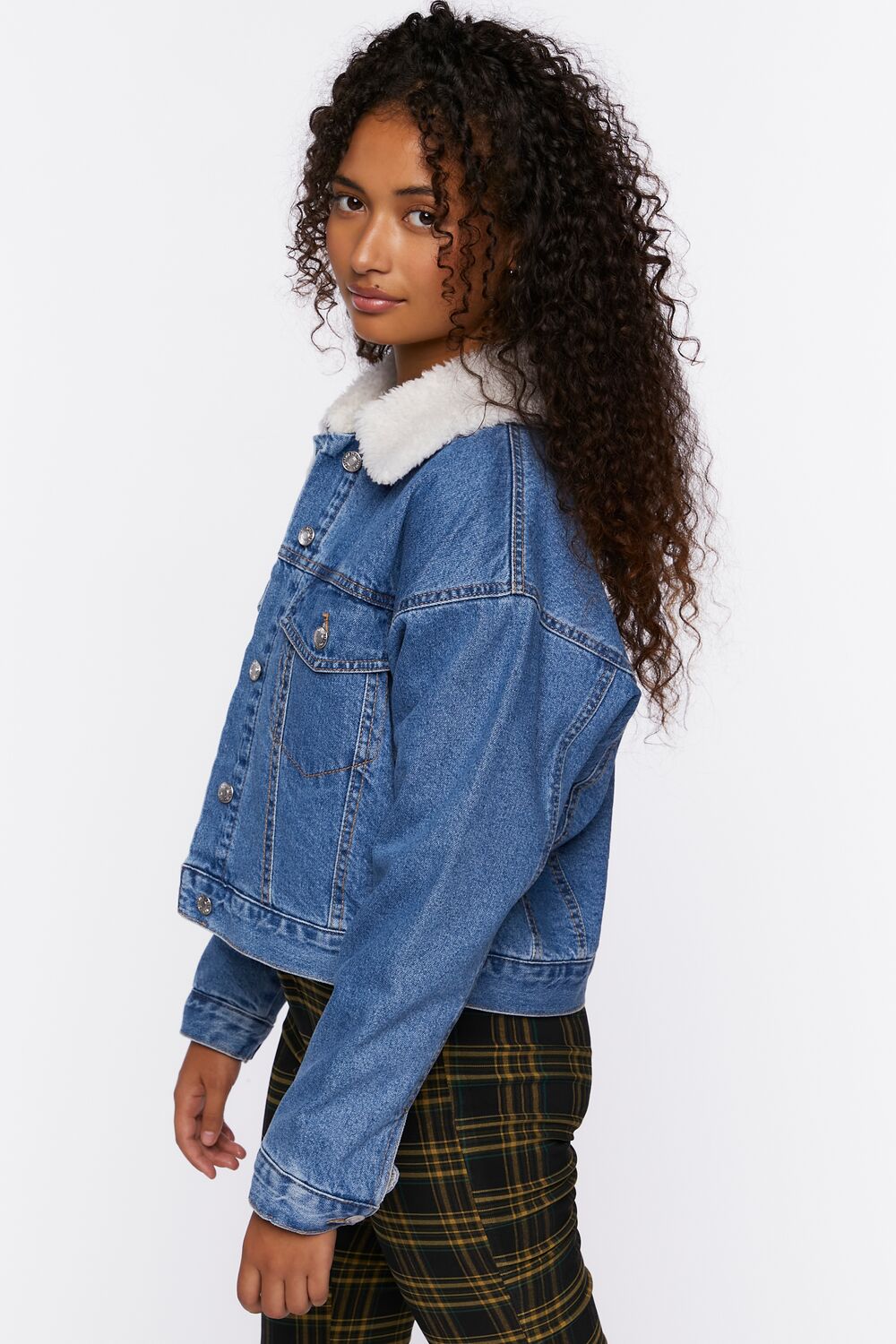 Faux Shearling Denim Trucker Jacket