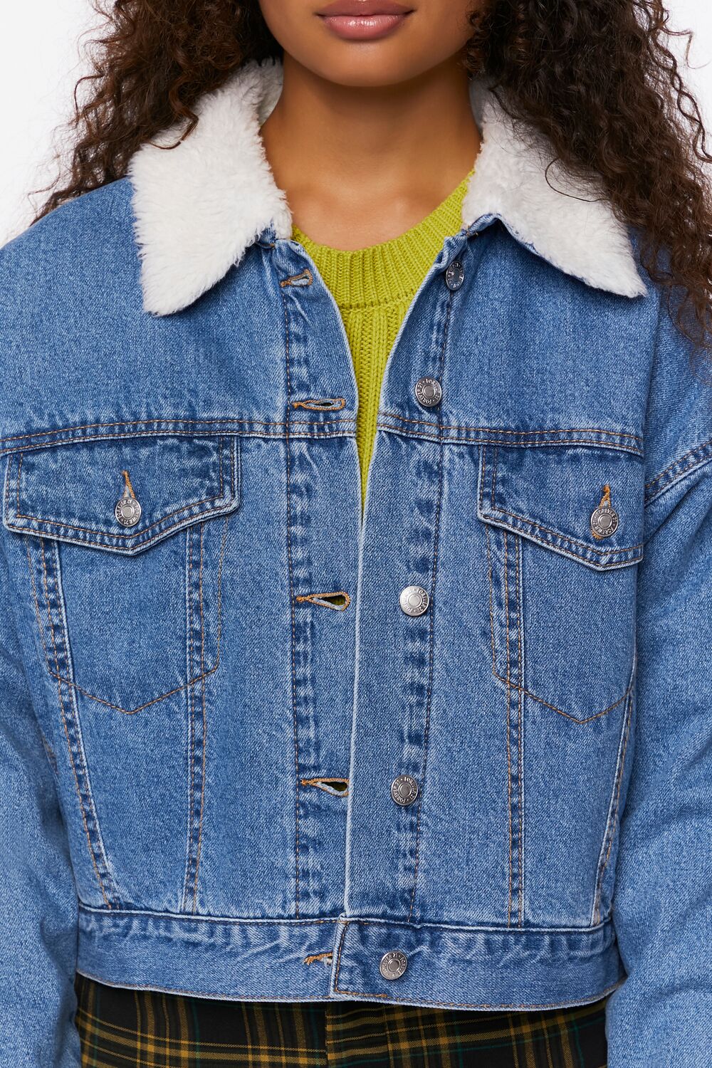 Faux Shearling Denim Trucker Jacket