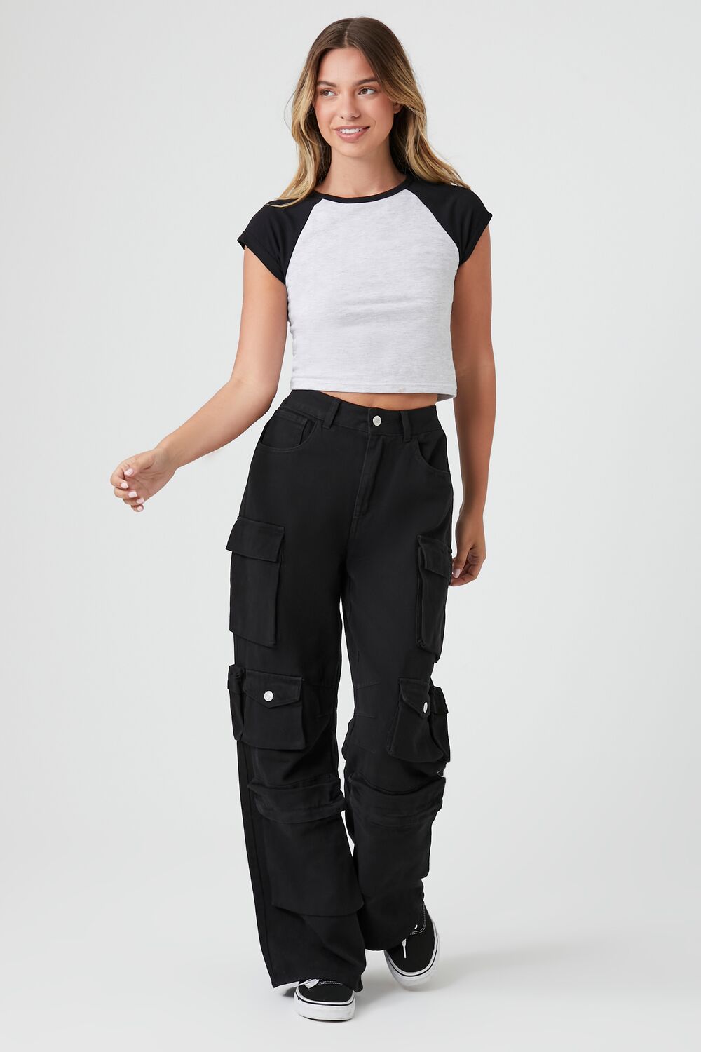 Twill Wide-Leg Cargo Pants