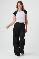 Twill Wide-Leg Cargo Pants