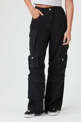 Twill Wide-Leg Cargo Pants