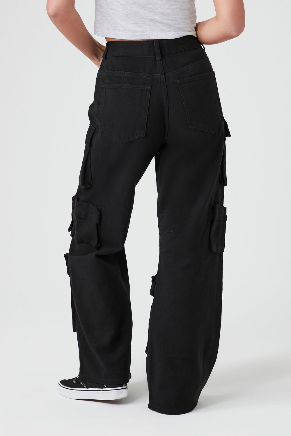 Twill Wide-Leg Cargo Pants
