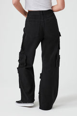 Twill Wide-Leg Cargo Pants