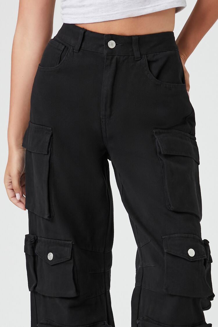 Twill Wide-Leg Cargo Pants