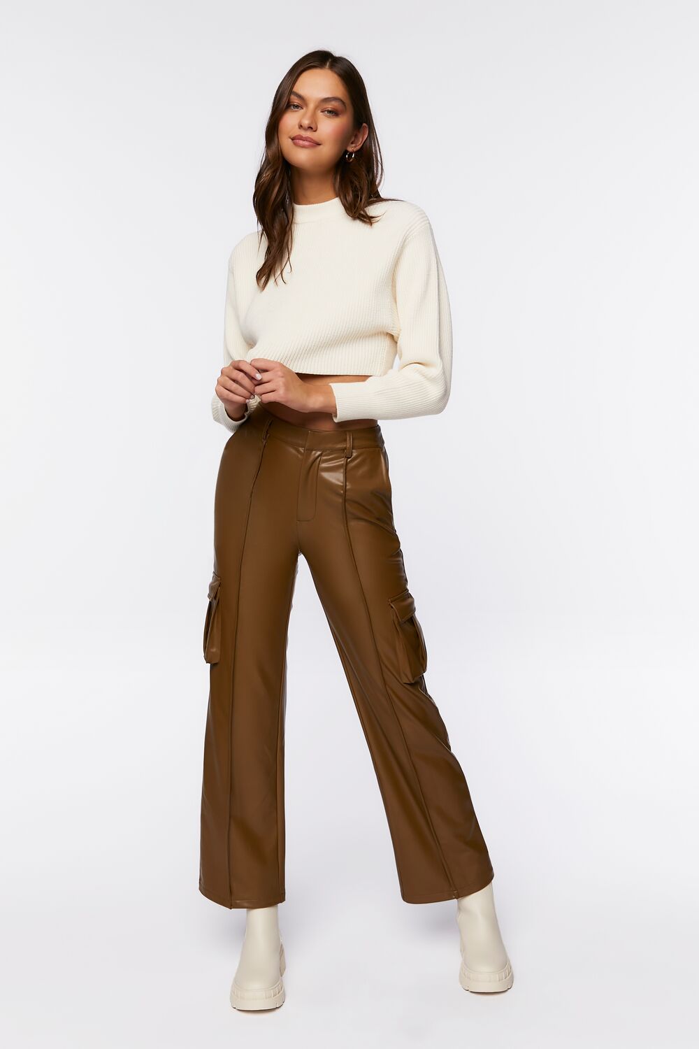 Cropped Rib-Knit Sweater