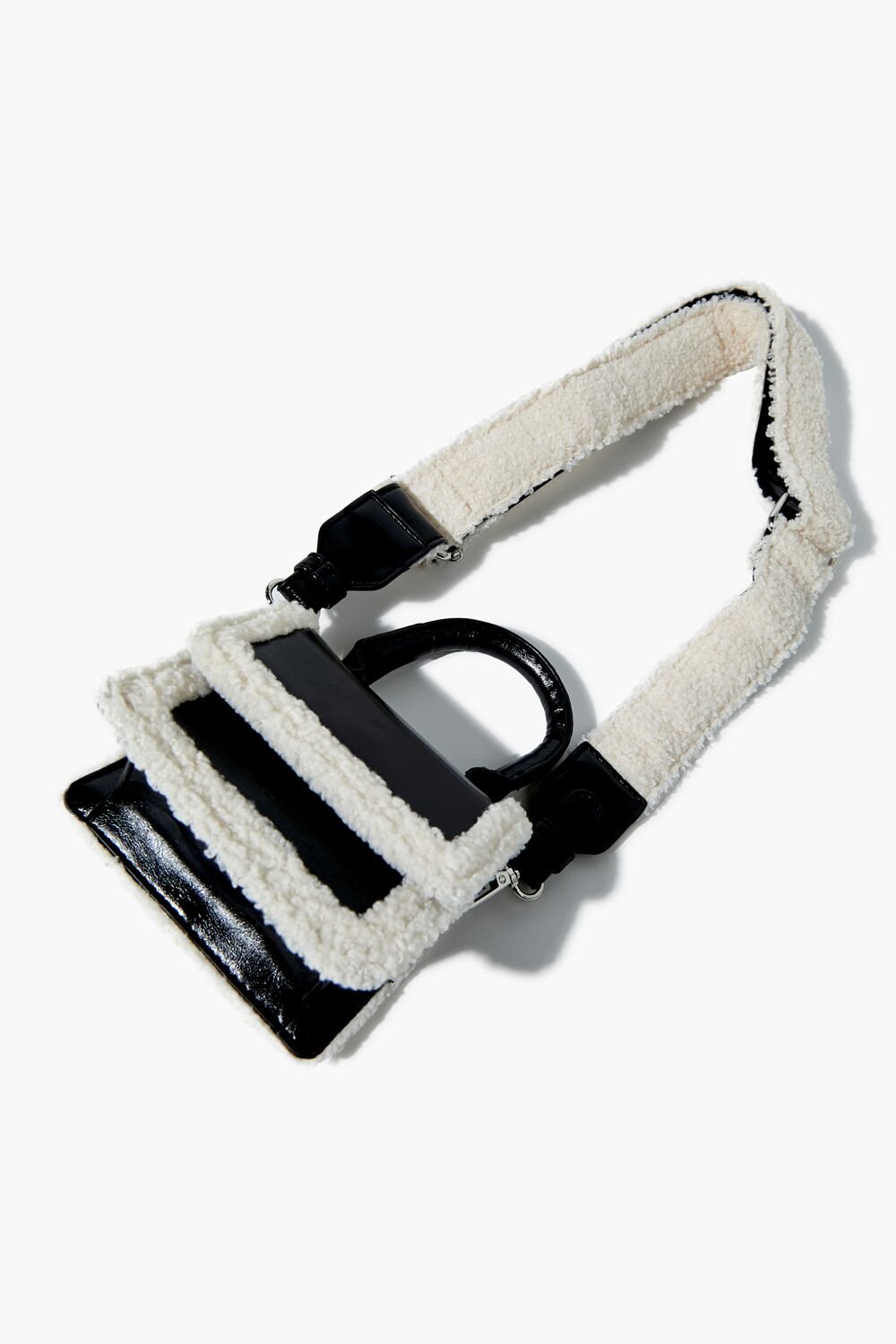 Faux Shearling-Trim Crossbody Bag