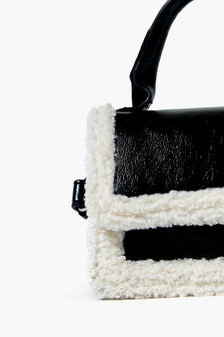 Faux Shearling-Trim Crossbody Bag