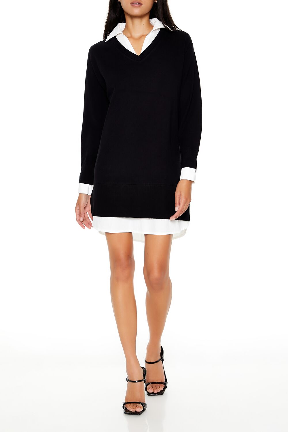 Combo Sweater Shirt Dress