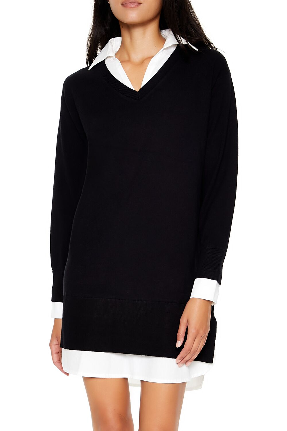 Combo Sweater Shirt Dress