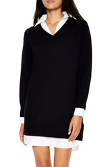 Combo Sweater Shirt Dress
