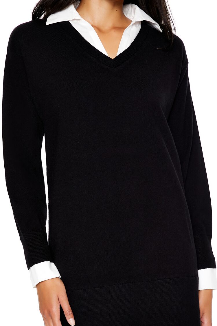 Combo Sweater Shirt Dress