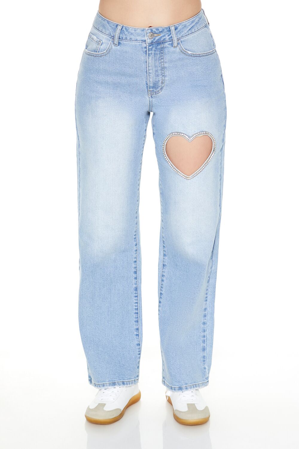 Heart Cutout Straight-Leg Jeans