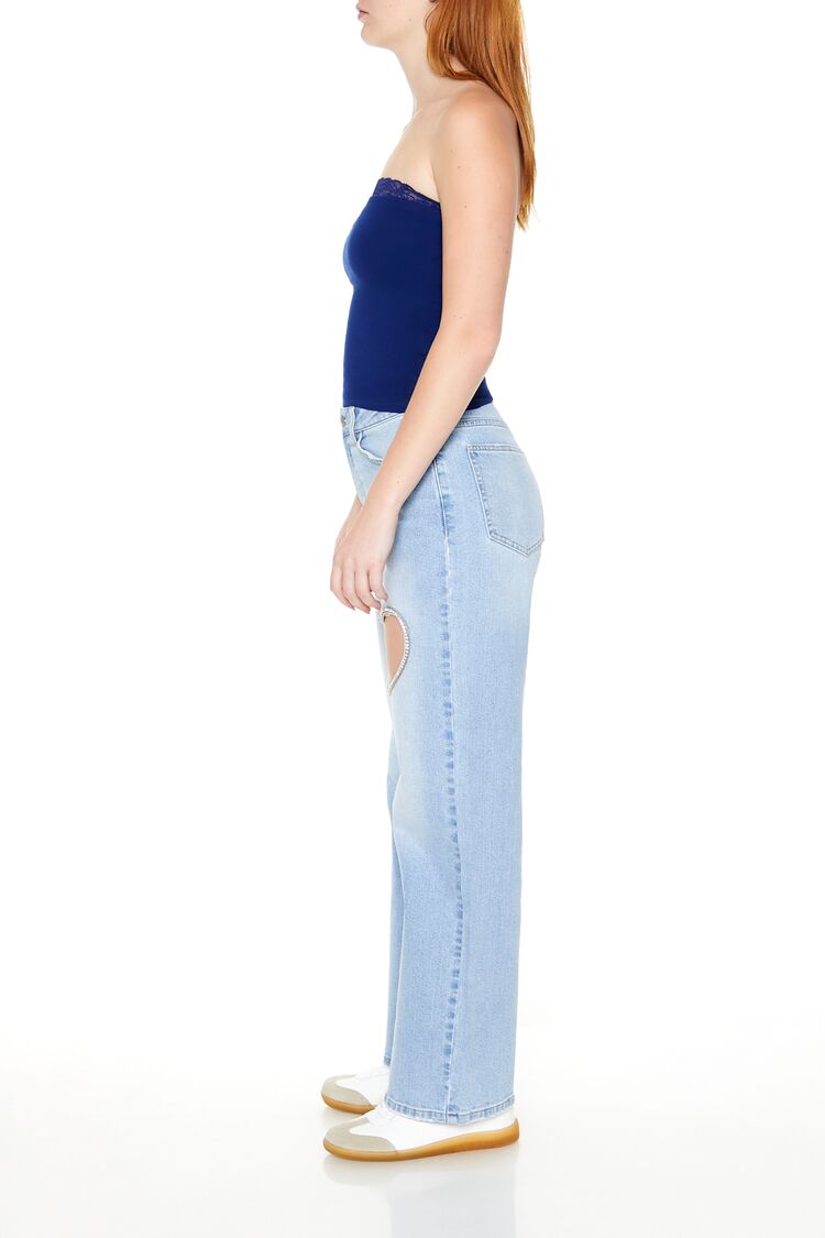 Heart Cutout Straight-Leg Jeans