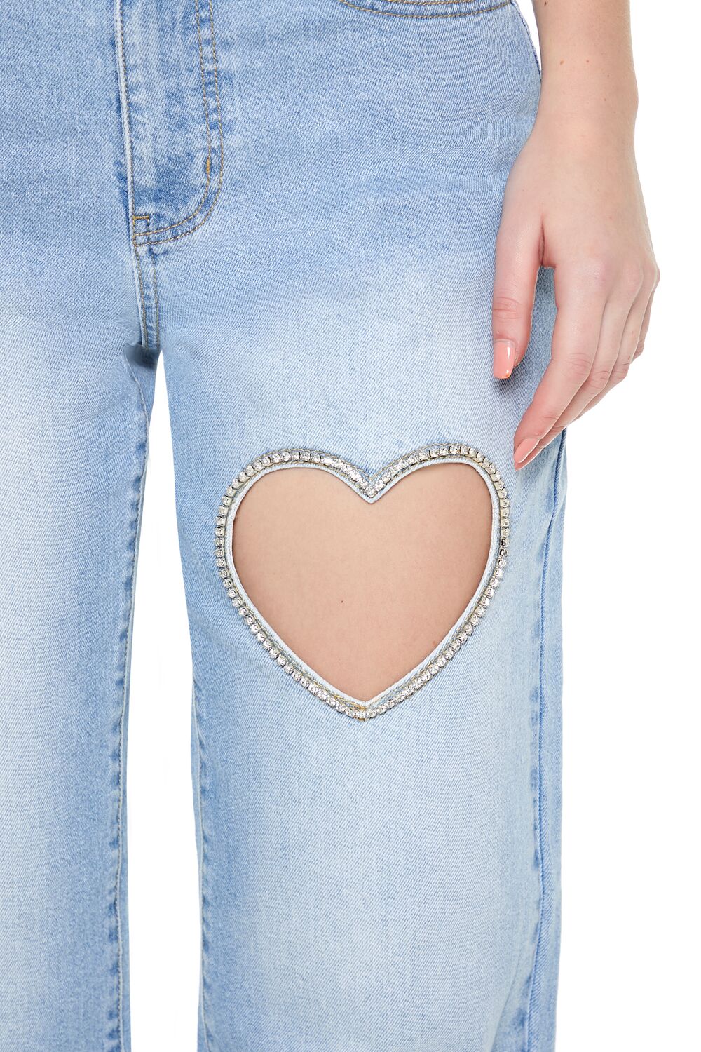 Heart Cutout Straight-Leg Jeans