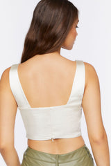 Satin V-Hem Crop Top