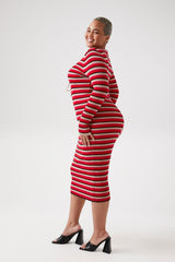 Plus Size Striped Lace-Up Sweater Dress